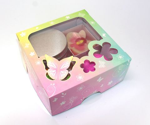 A gift box with a butterfly